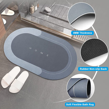 Bath Mat Water Absorbent Non-Slip, Water Absorbent Bath Carpet for Bathroom, Shower Room, Tub, Entryway, Kitchen, Sink