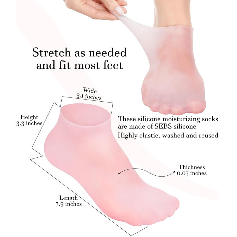 1 pair Silicone Elastic Moisturizing Foot Socks, Spa Massage Moisturizing Gel Socks for Dry Cracked Feet