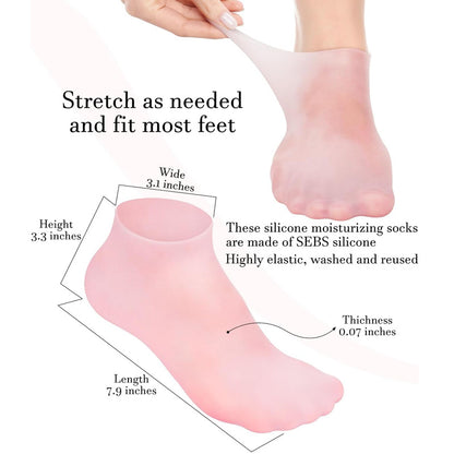 1 pair Silicone Elastic Moisturizing Foot Socks, Spa Massage Moisturizing Gel Socks for Dry Cracked Feet