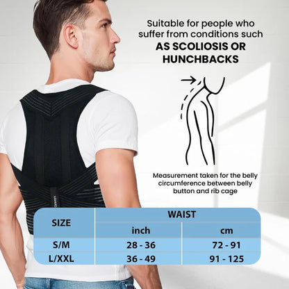 TOP #1 QUALITY - Unisex Adjustable Posture Support Belt – Back & Shoulder Alignment Brace