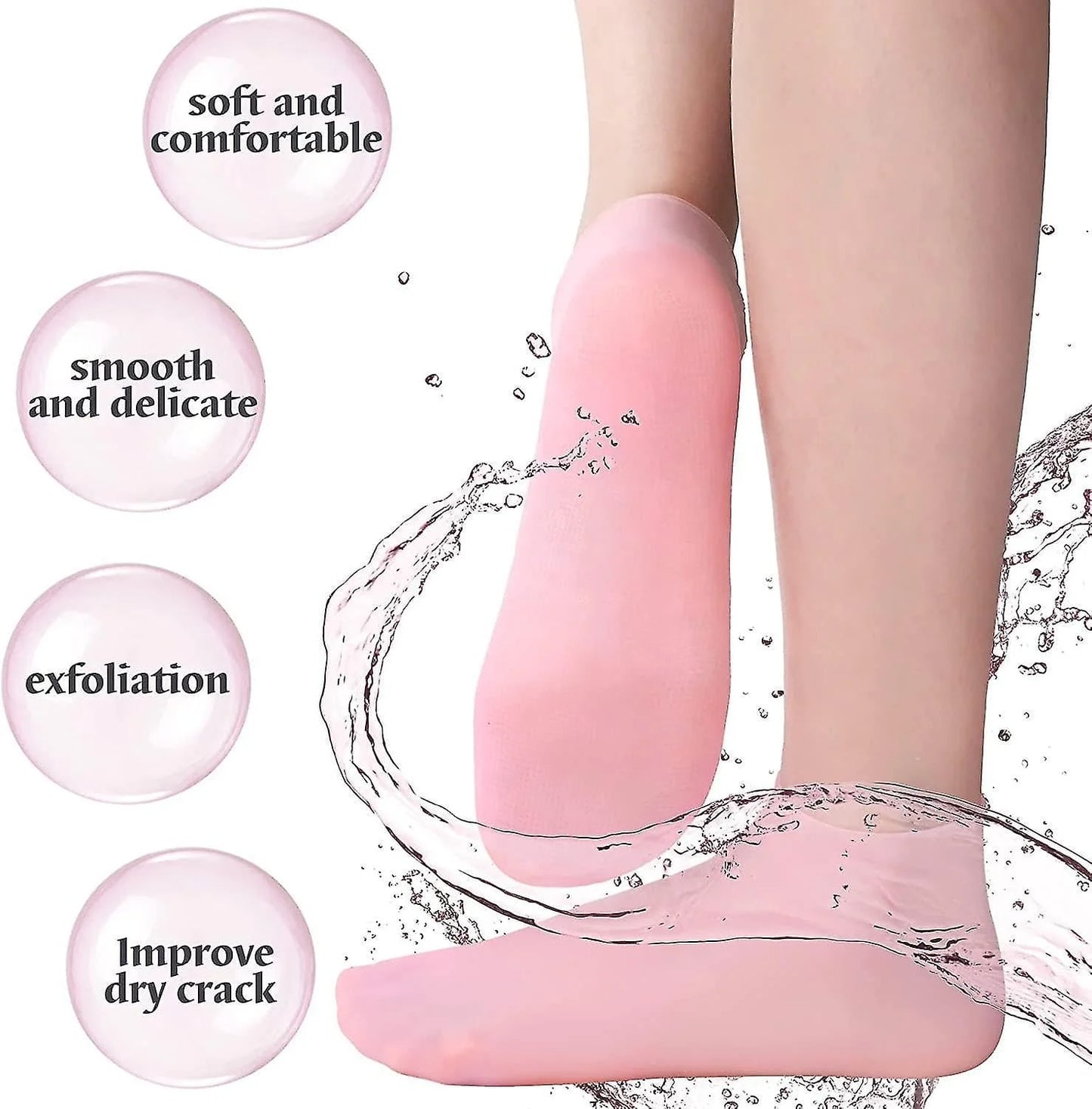 1 pair Silicone Elastic Moisturizing Foot Socks, Spa Massage Moisturizing Gel Socks for Dry Cracked Feet